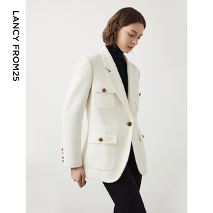 风复古小香风西装 工装 朗姿棉质法式 上衣正肩西服女202 朗姿奥莱