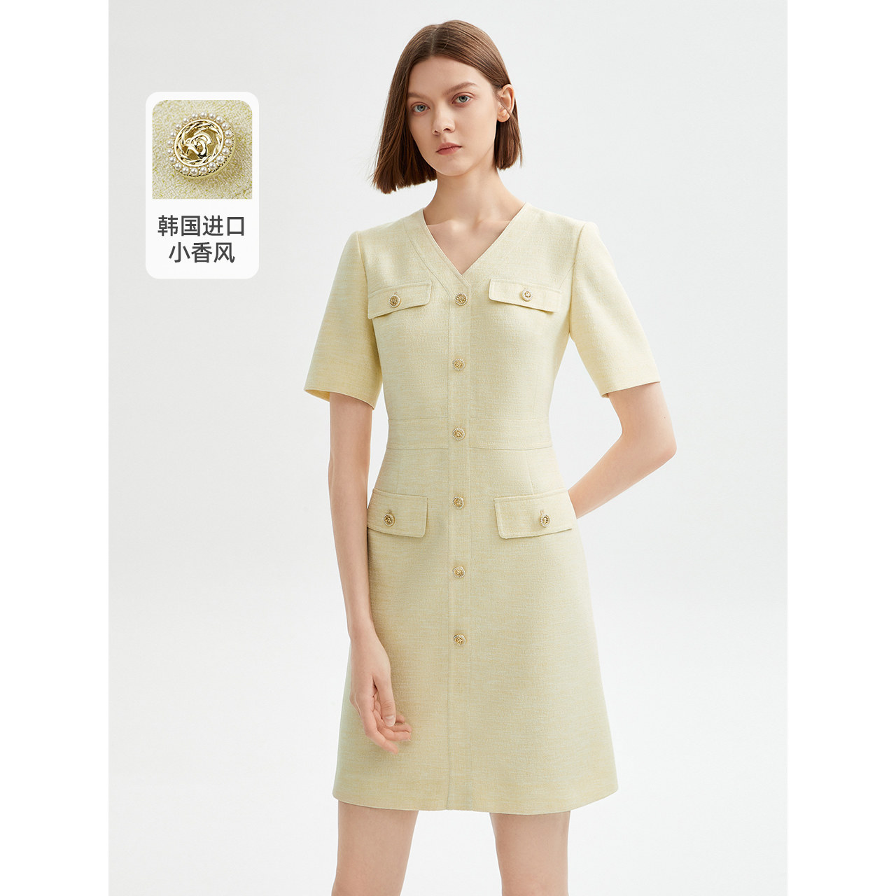 气质V领 收腰剪裁 进口面料