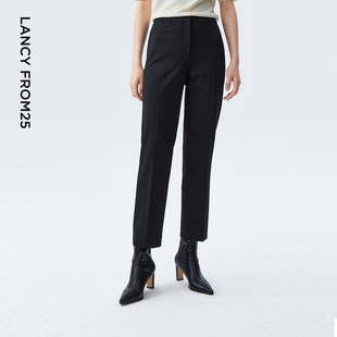 职业西装 新款 裤 女工作西裤 子 LANCY 黑色直筒职业裤 朗姿2023秋季