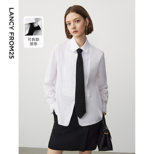 朗姿学院风可拆卸领带衬衫 明星同款 新年2024年春新 朗姿奥莱