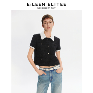 [朗姿奥莱]朗姿欧洲EiLEEN ELITEE2025年夏季新款黑白撞色小香风