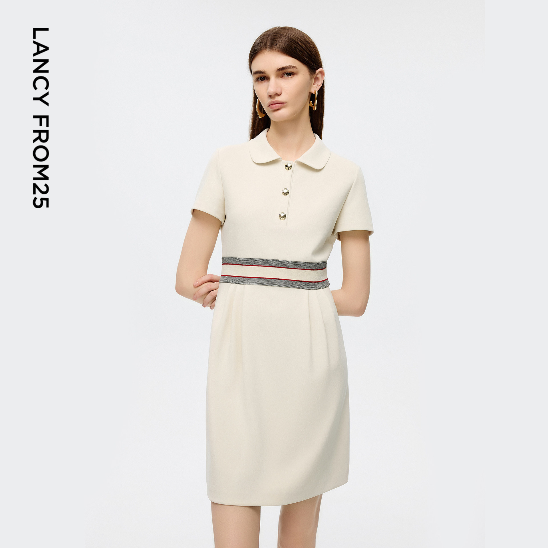 朗姿欧洲EiLEEN ELITEE设计感POLO领收腰A摆连衣裙女2025秋季新款,女装/女士精品,连衣裙,淘宝优惠券,粉丝福利购,淘宝优惠卷