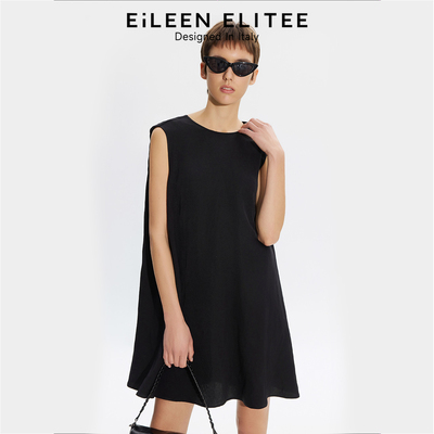 [朗姿奥莱]朗姿欧洲EiLEEN ELITEE设计感无袖黑色连衣裙礼服2025