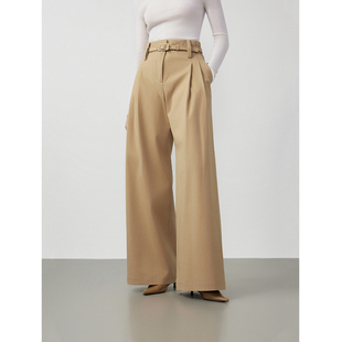 子女2024春季 朗姿棉质气质垂感显瘦阔腿裤 朗姿奥莱 慵 西装 裤 新款