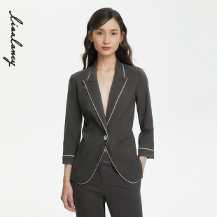 西装 商场同款 外套女春夏奥莱职业休闲小西服上衣 朗姿女装 LANCY