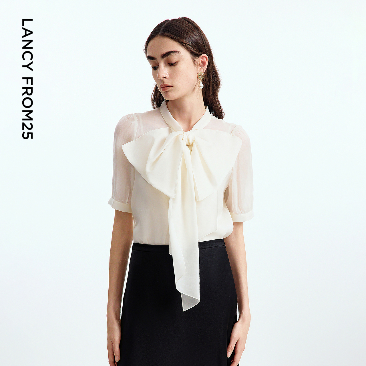 蝴蝶结系带领 薄透丝棉 吊带内件