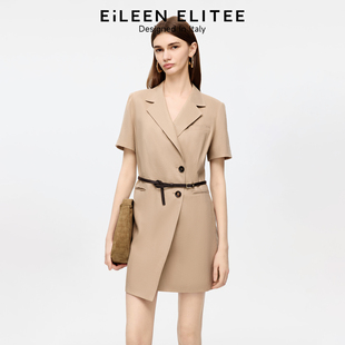 高端廓形西装 ELITEE2025年秋新款 朗姿欧洲EiLEEN 连衣裙 亚麻