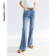 朗姿奥莱 气质微喇直筒高级感牛仔裤 朗姿2025年夏季 法式 蓝色 新款