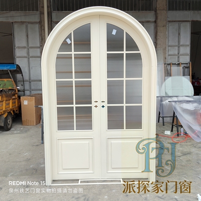 铁艺法式复古圆弧对开门玻璃门服装店咖啡店网红门商铺拱形双开门