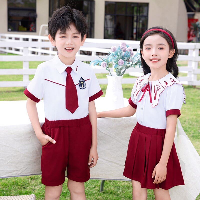 学院风校服经典可爱红色纯棉幼稚园春装春季jk小朋友毕业班两件套
