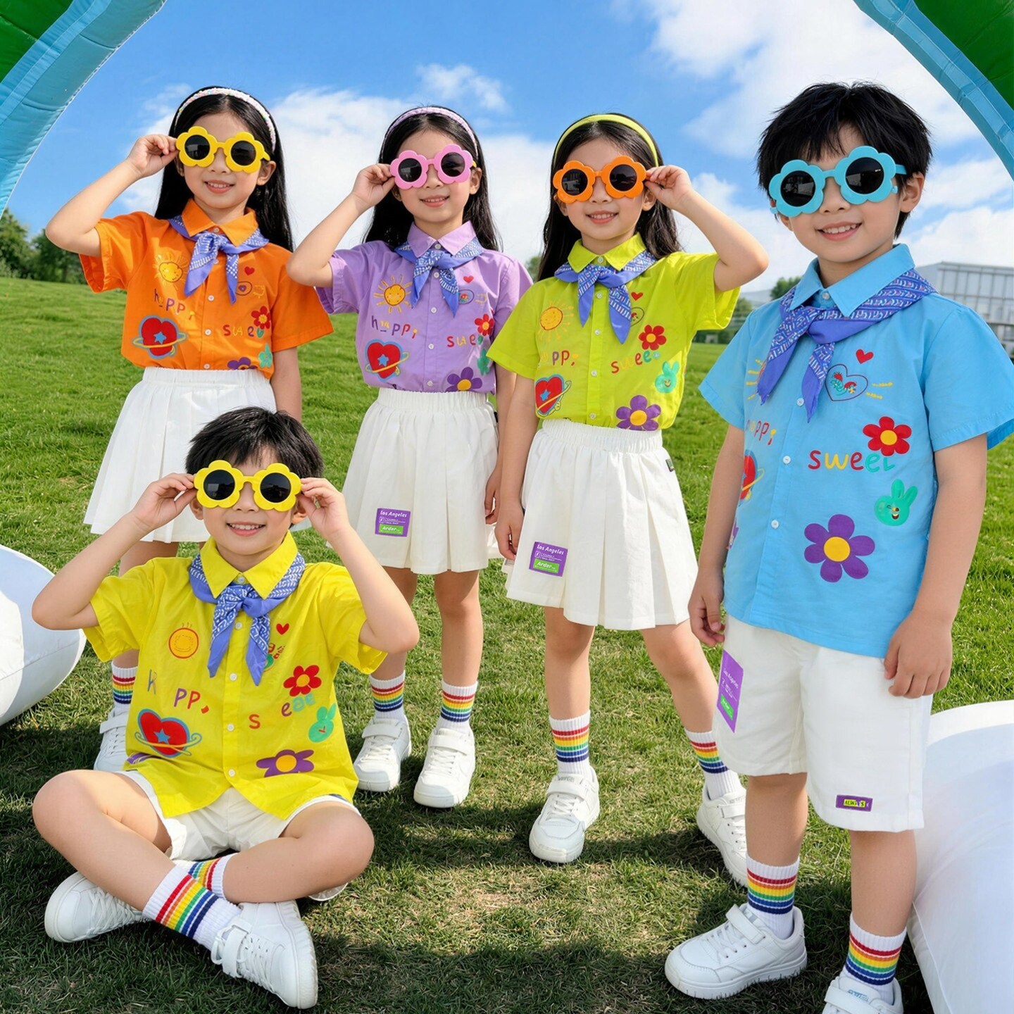 港风儿童演出服啦啦队比赛表演服装小学生幼儿园亲子装统一潮服