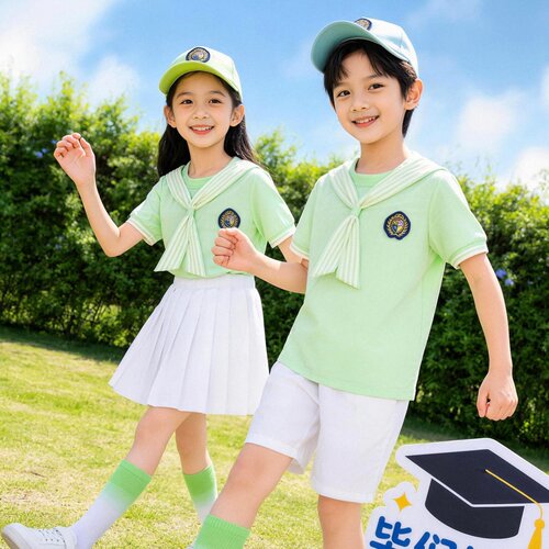 小学生衣服夏季中小学生两件套女童学院风新款演出服夏装啦啦队
