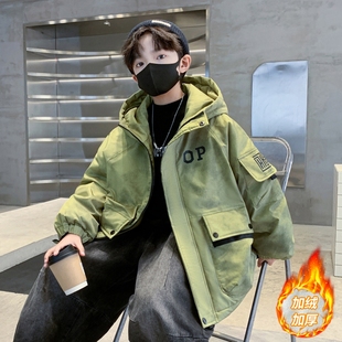 男童棉衣中大款红色长袖羽绒棉加厚卫衣儿童装大童衣服秋冬棒球服