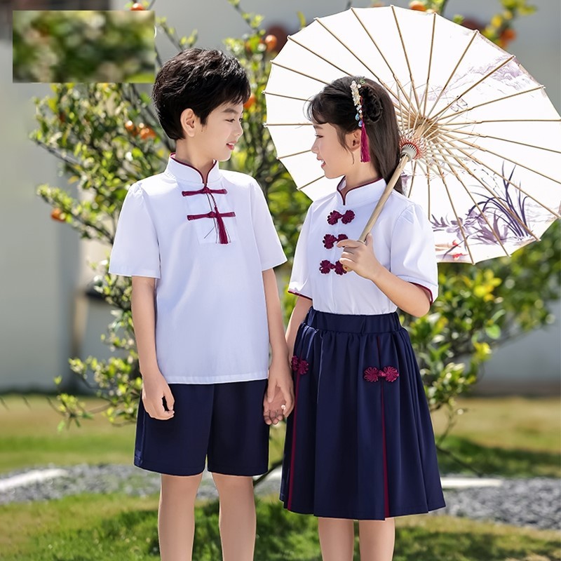 英伦风校服衬衣韩版夏装朗诵集体照短裙入园照演出服班级经典纯棉