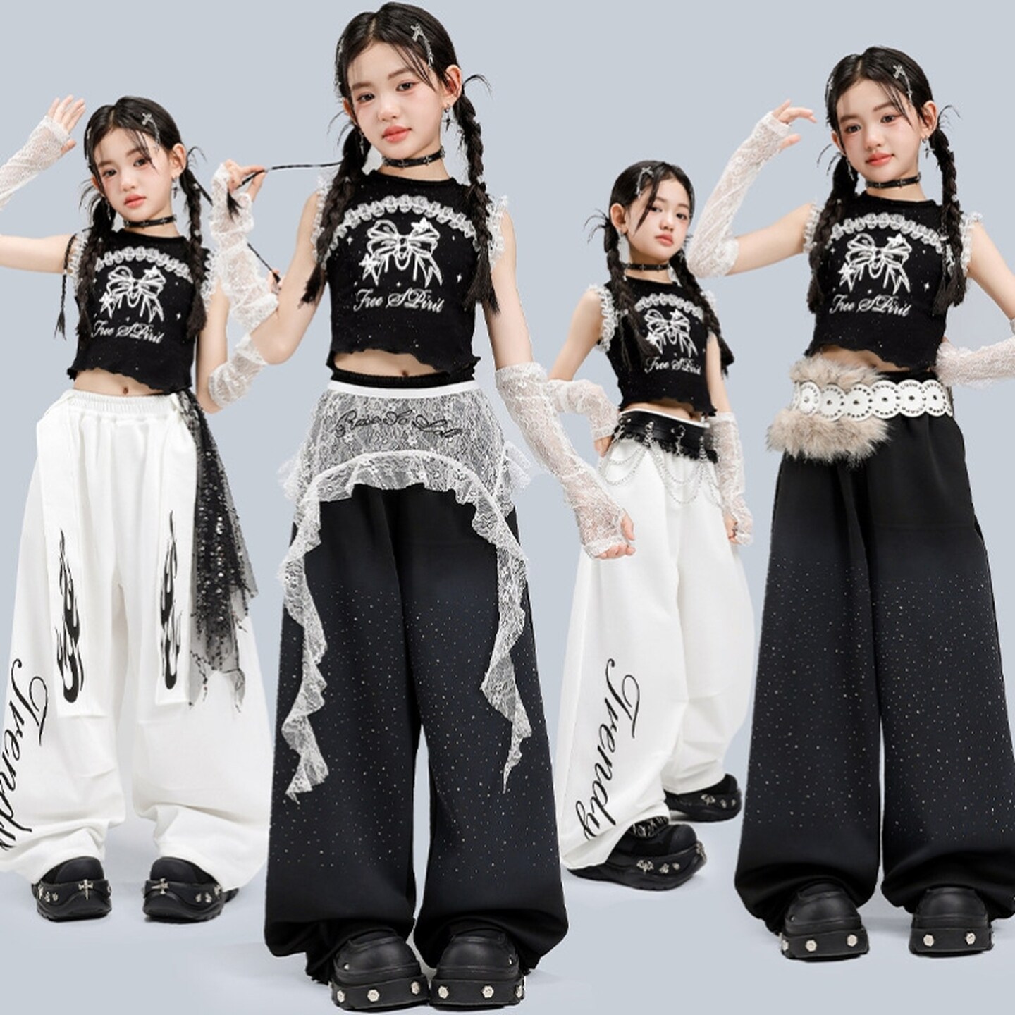 hiphop街舞穿搭背心短裤女团褶皱露脐收腰韩版假两件跳舞表演服