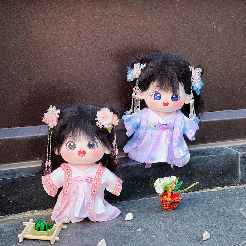 棉花娃娃古风汉服裙子20cm娃衣连衣裙配饰发夹无属性明星娃着替