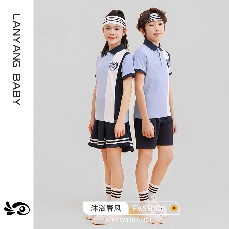 学院风班服服制夏季棒球服条纹衫英伦风短袖衬衫一二六年级开学季