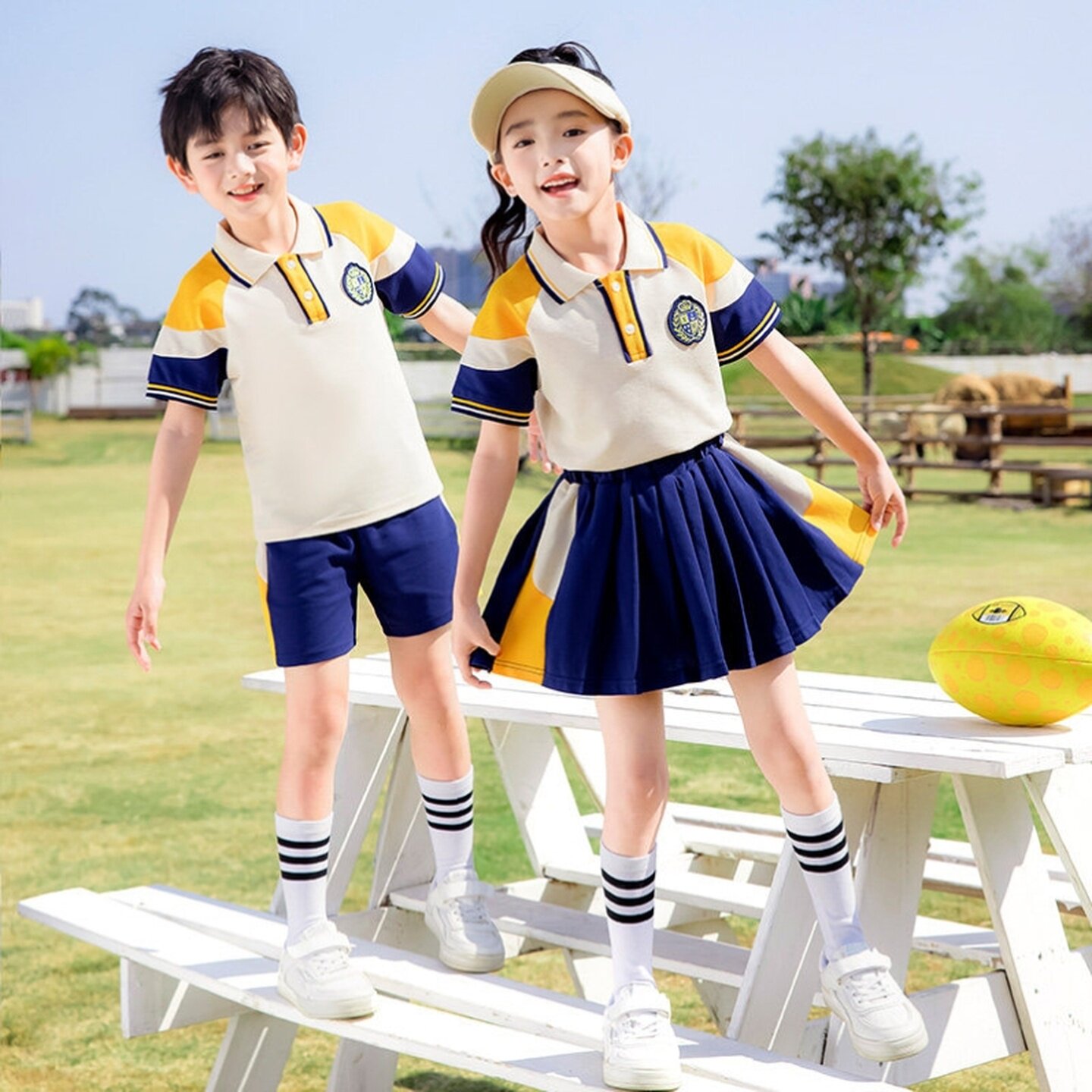 学院风班服棒球服春秋季彩虹色一年级拼色春秋装两件套夏季套装