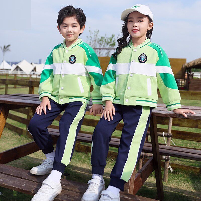 运动风班服三件套翻领运动装亲子装童装开学纯棉运动服短袖英伦风