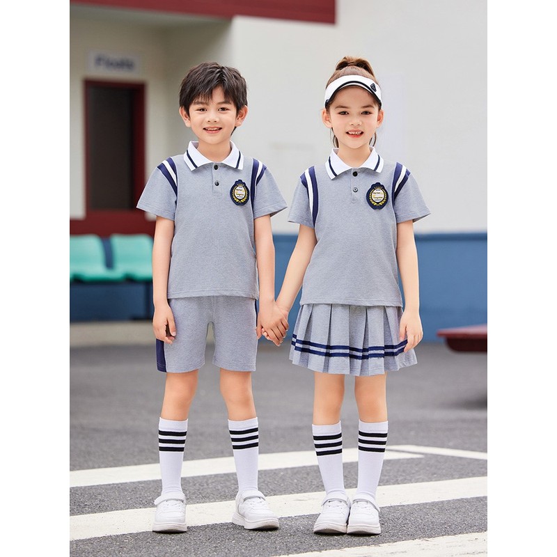 夏季英伦风男女童短袖套装幼儿园园服班服校服运动会毕业照演出服