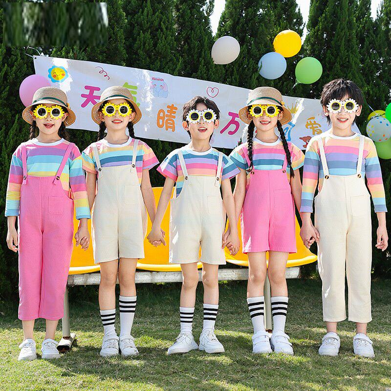 小学生校服小朋友夏天夏秋白t拍照服装演出服连衣裙幼稚园亲子装