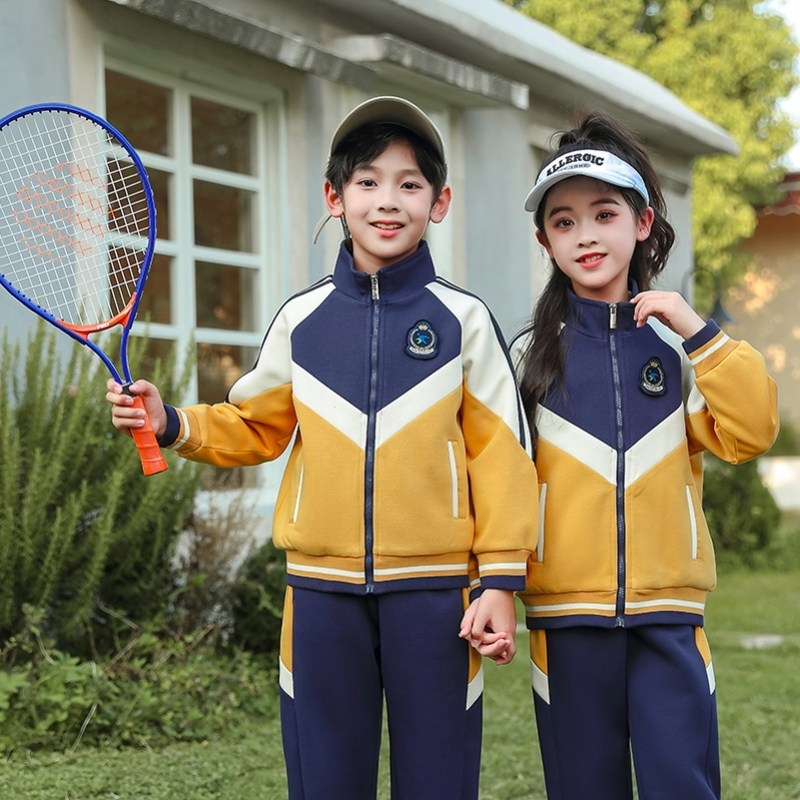 英伦风校服春游一年级中学生老师红色中国风教师毕业照渐变纯棉