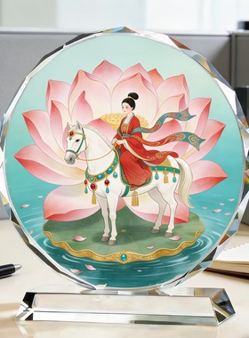 圆形仙女神骑白驹摆件云端仙子白马图景闺蜜馈赠唯美文艺轻奢摆台