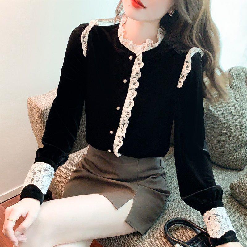 黑色高端圆领金丝绒木耳