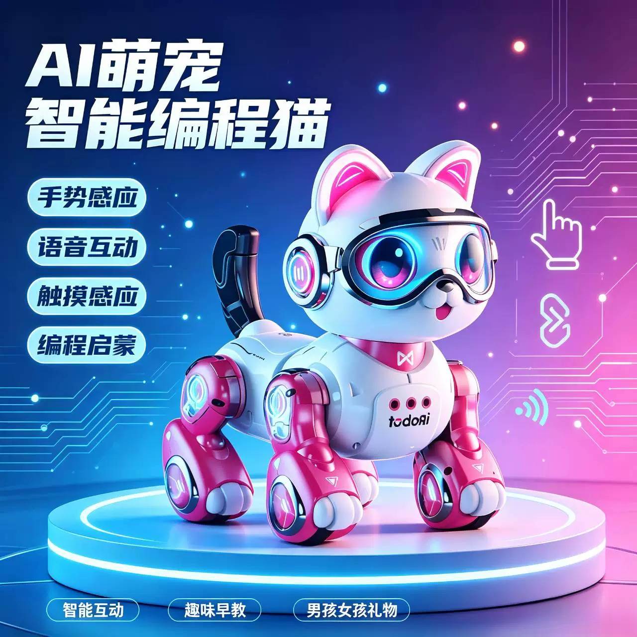 儿童智能机器猫遥控宠物机器人