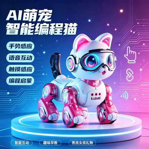 儿童智能机器猫遥控宠物机器人