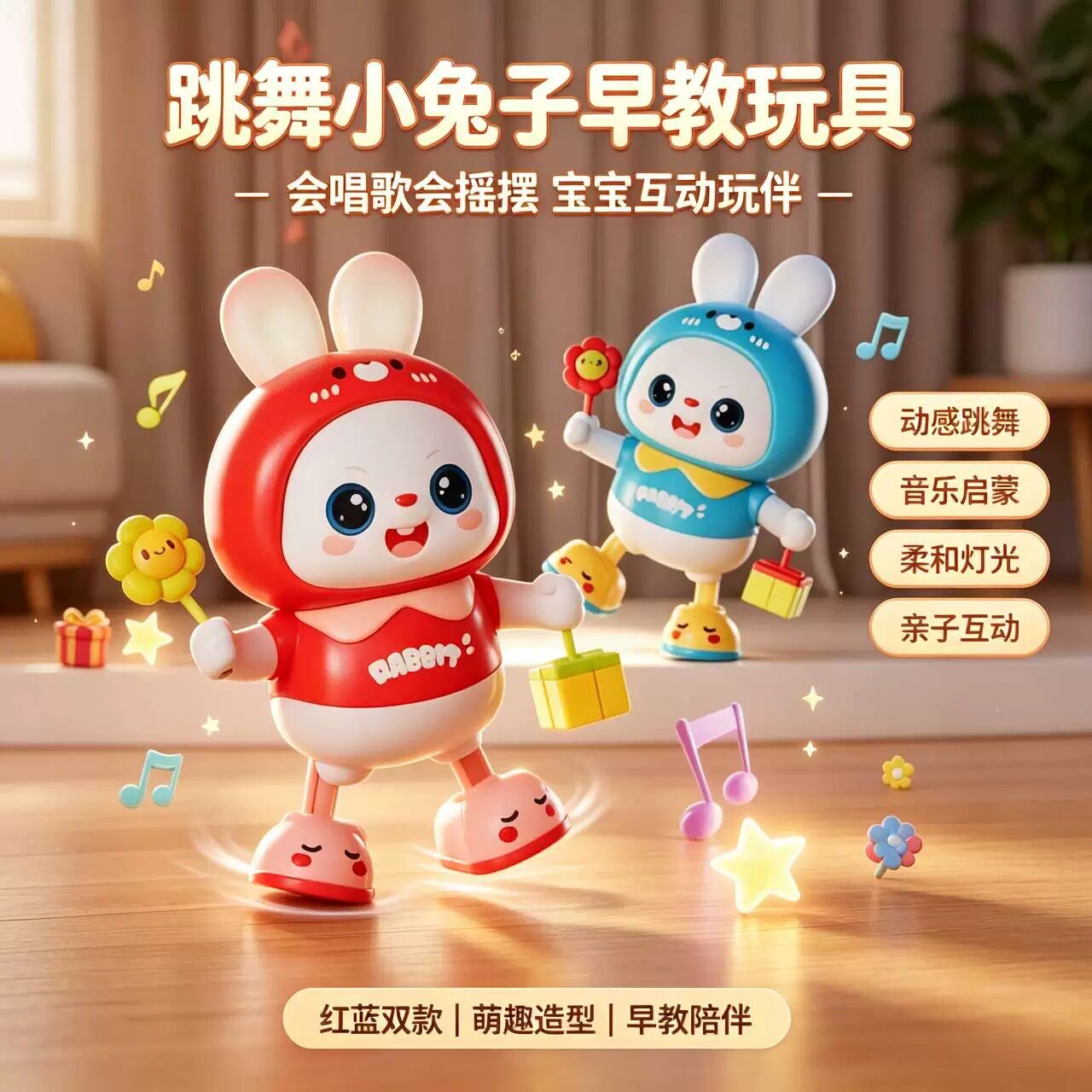 儿童电动跳舞兔子龙宝机器人玩具