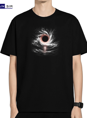 原创 海浪潮水黑洞艺术旋涡小众趣味印花宽松大码短袖t恤男女纯棉