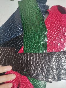 彩色鳄鱼皮料边角料 半成品原料皮可做表带手环手机壳卡包