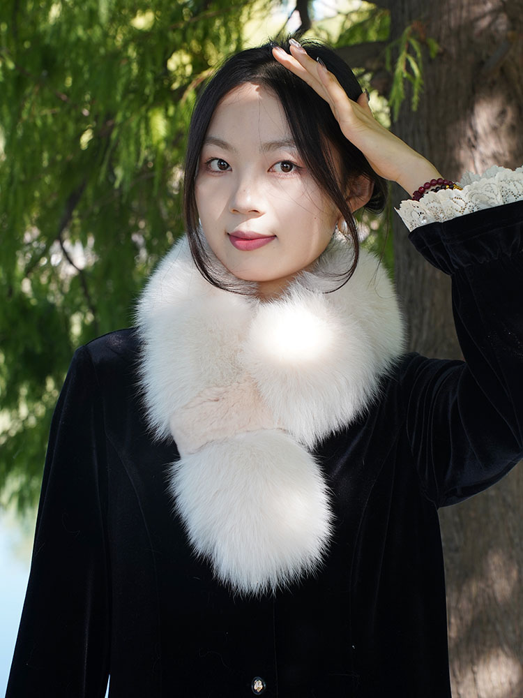 双面狐狸毛围脖加厚獭兔内里女冬