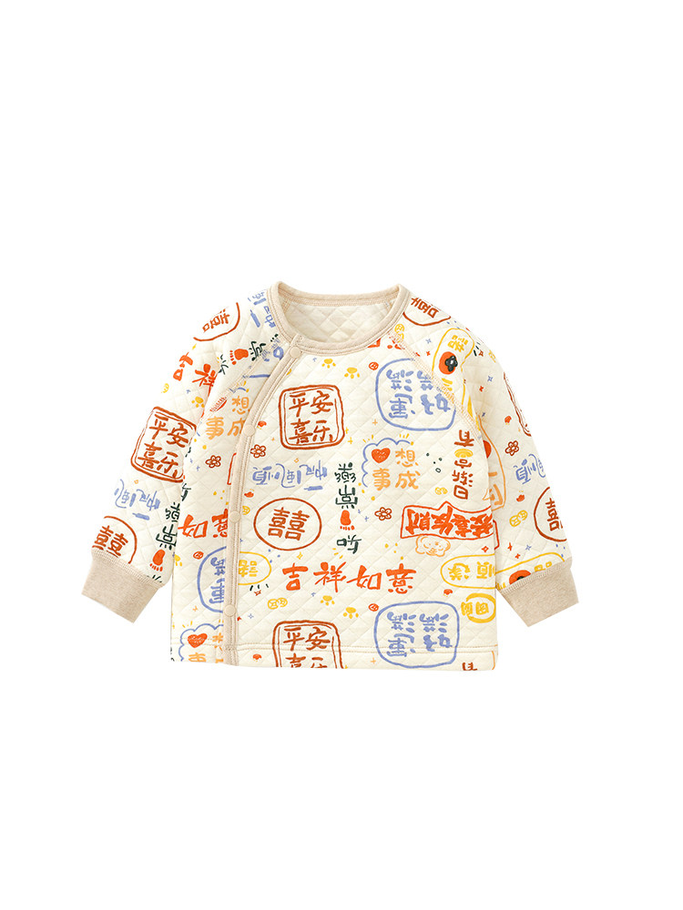 BABY THERMAL TOPS BABY THREE-LAYER COTTON CLOTHES AUTUMN AND WINTER AUTUMN CLOTHES FOR BOYS AND GIRLS CLASS A COTTON NEONATAL UNDERWEAR