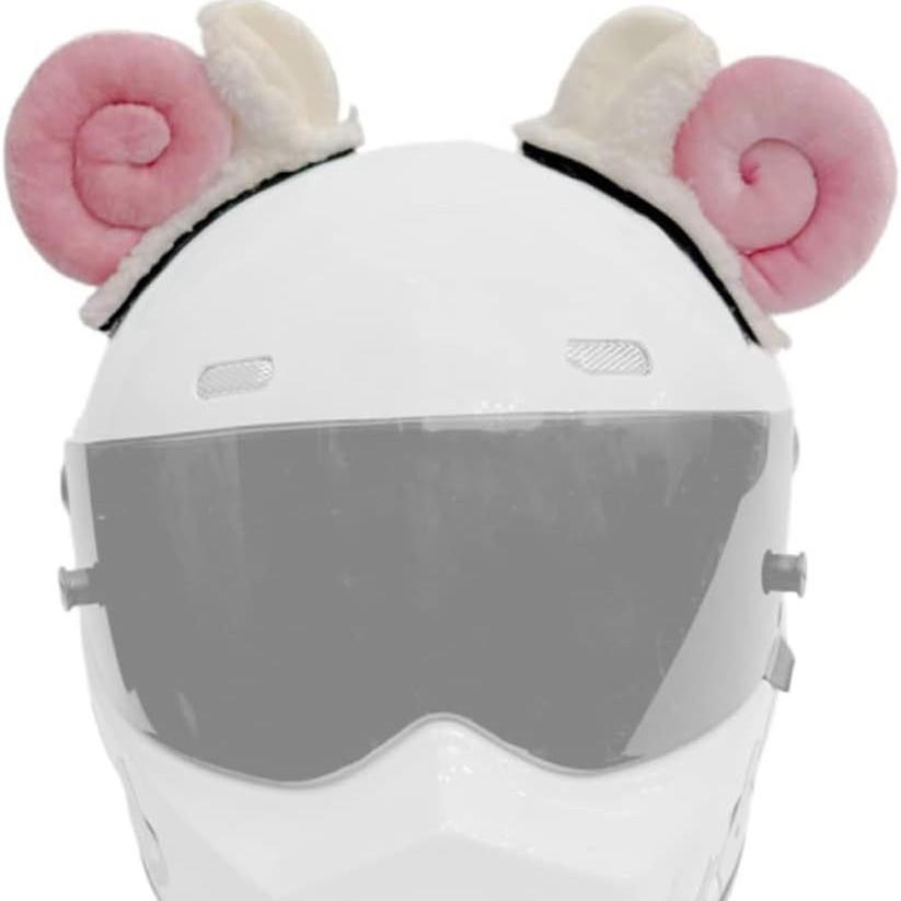 毛绒头盔羊角耳朵可爱滑雪装饰个性机车摩托车头盔装饰品耳朵