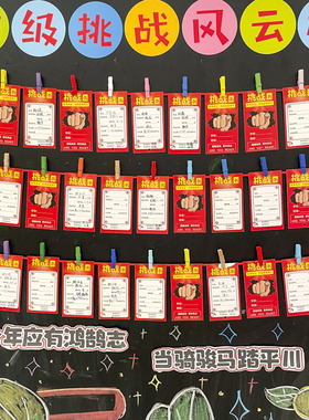 班级布置挑战榜学生激励志学习PK期中高考试成绩个人目标计划卡片