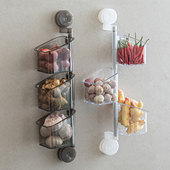 旋转镂空不易坏 吸盘固定 葱姜蒜收纳盒壁挂置物架大蒜辣椒生姜