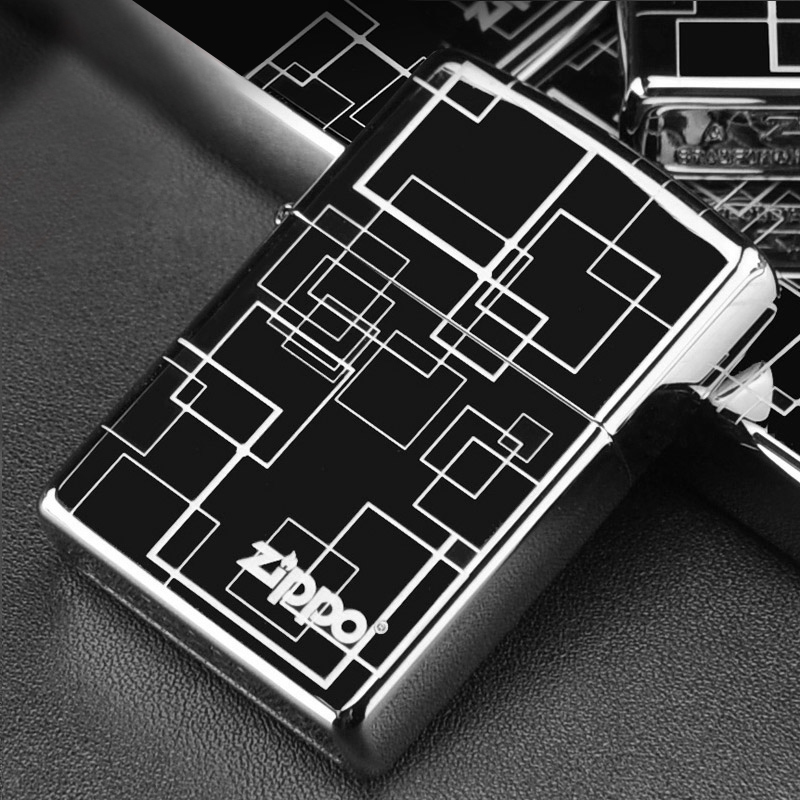 打火機zippo正版 黑冰150藝術空間 刻字原裝正品煤油防風男士zppo