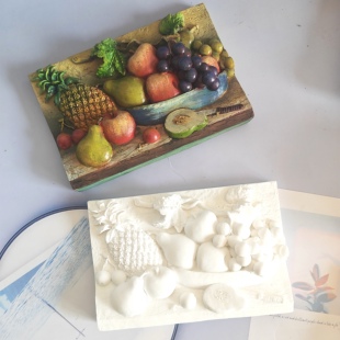 香薰石膏水果花篮 石膏浮雕画 矿香石儿童涂色diy手绘19包邮