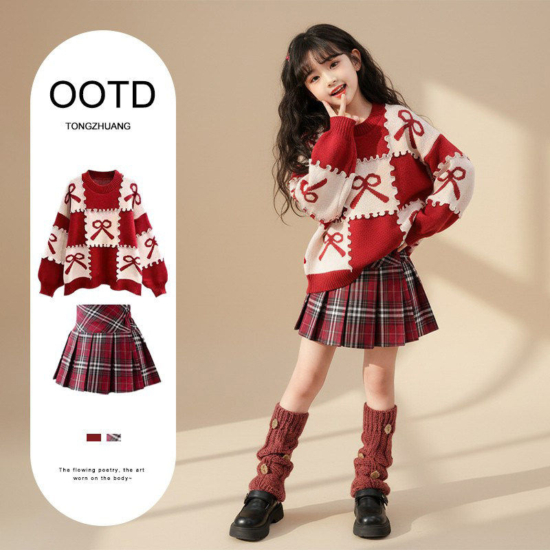 法国BERYDIA女童新年战袍红色连衣裙2026马年本命年衣服大童裙子