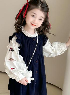 英国Next jylj女童背心连衣裙春秋2025新款中童背带裙韩系两件套