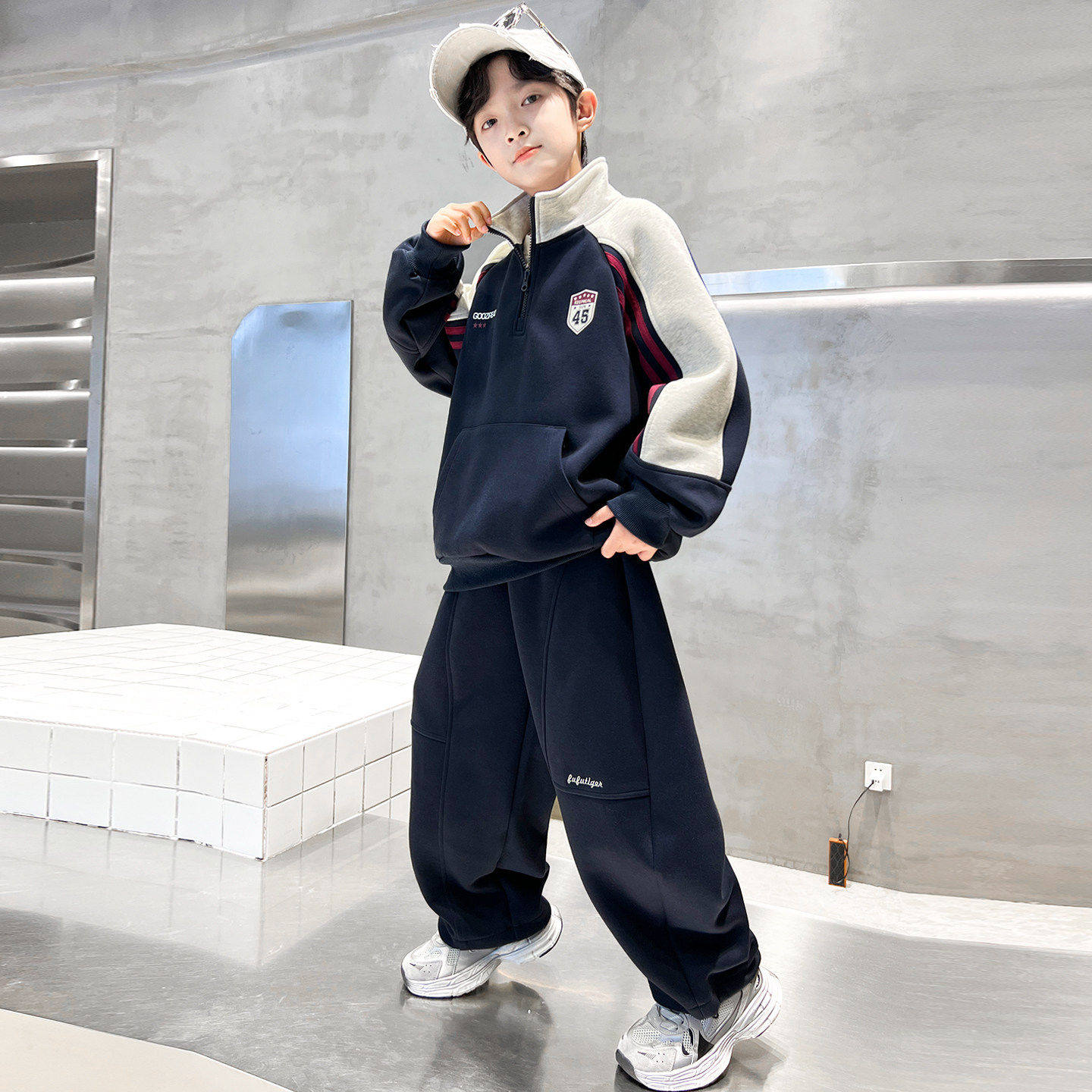法国BADNUT男童春秋套装2026新款秋季卫衣中大儿童秋装酷帅气时髦
