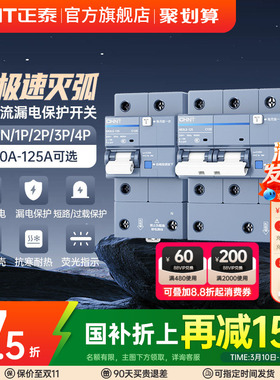 正泰空气开关漏电保护器NB3LE大电流漏保2P63A断路器80a100A125A