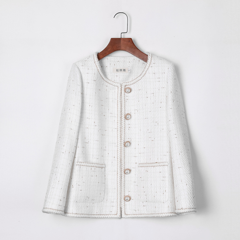 粗花呢米色金丝名媛气质短外套