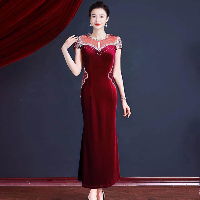 高端轻奢婚礼喜婆婆迎宾礼服年会聚会礼服喜妈妈敬酒平时可穿裙子