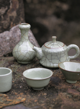 哥窑手工非遗传人杨盛龙浙江丽水茗杯功夫茶杯陶瓷盖碗茶盘套具