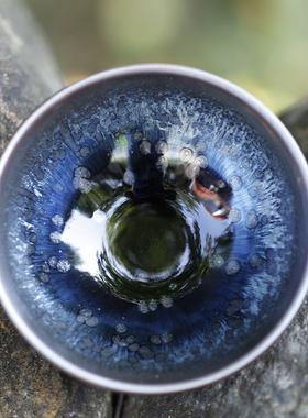 吴立主廖鸣柳溪堂孙寒冰翁书杰陈叶琦建阳建盏主人品茗杯原矿铁胎