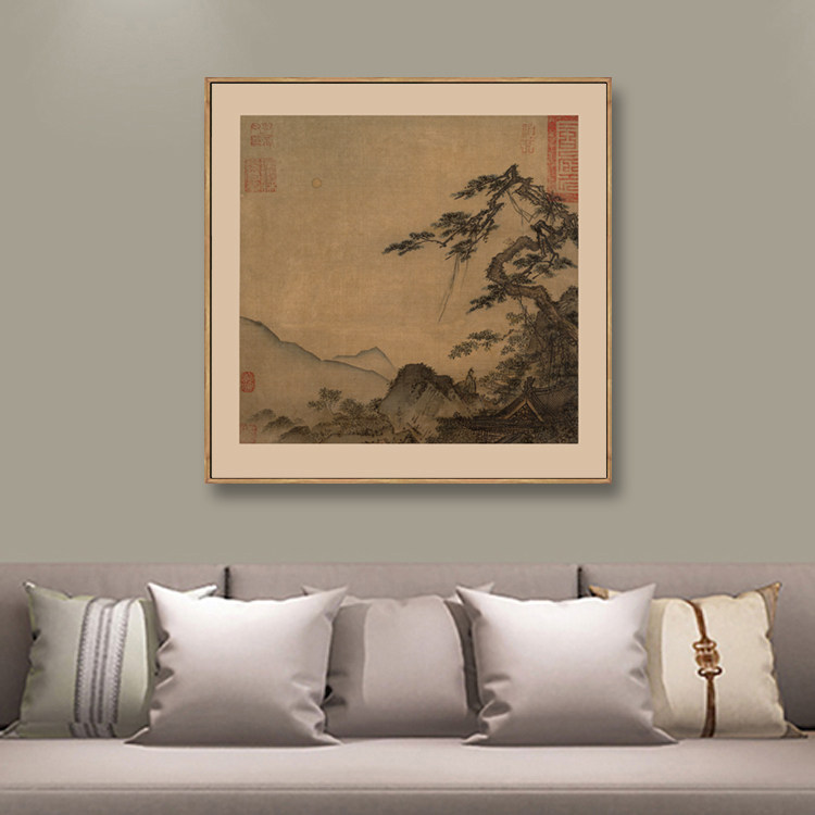 极速新中式宋画长松山水图山水画客厅装饰画卧室床头玄关壁画酒店
