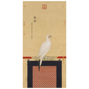 装 清郎世宁玉花鹰卷轴新中式 饰画花鸟画客厅沙发玄关茶楼挂画字画